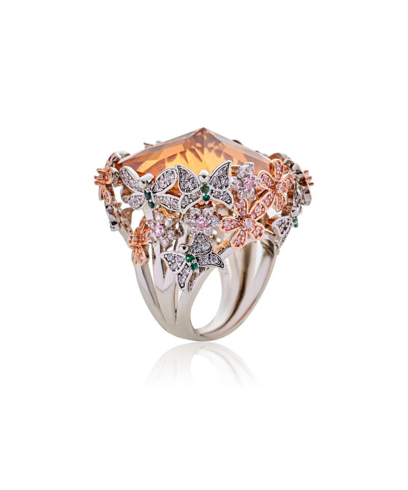 Chrysalis Nur Citrine Cocktail Ring - Bansri Design 