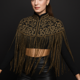Bohemian Hand Beaded Cape with Shimmer Tassels