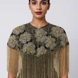 Regina Gold & Black Floral Cape