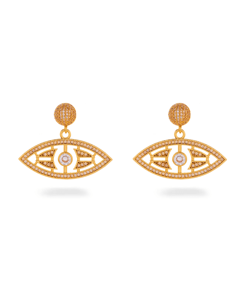 Aztec Evil Eye Studded Statement Earring - Bansri Mehta Design