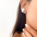 16mm Button Mother of Pearl Stud Earrings - Bansri Mehta Design