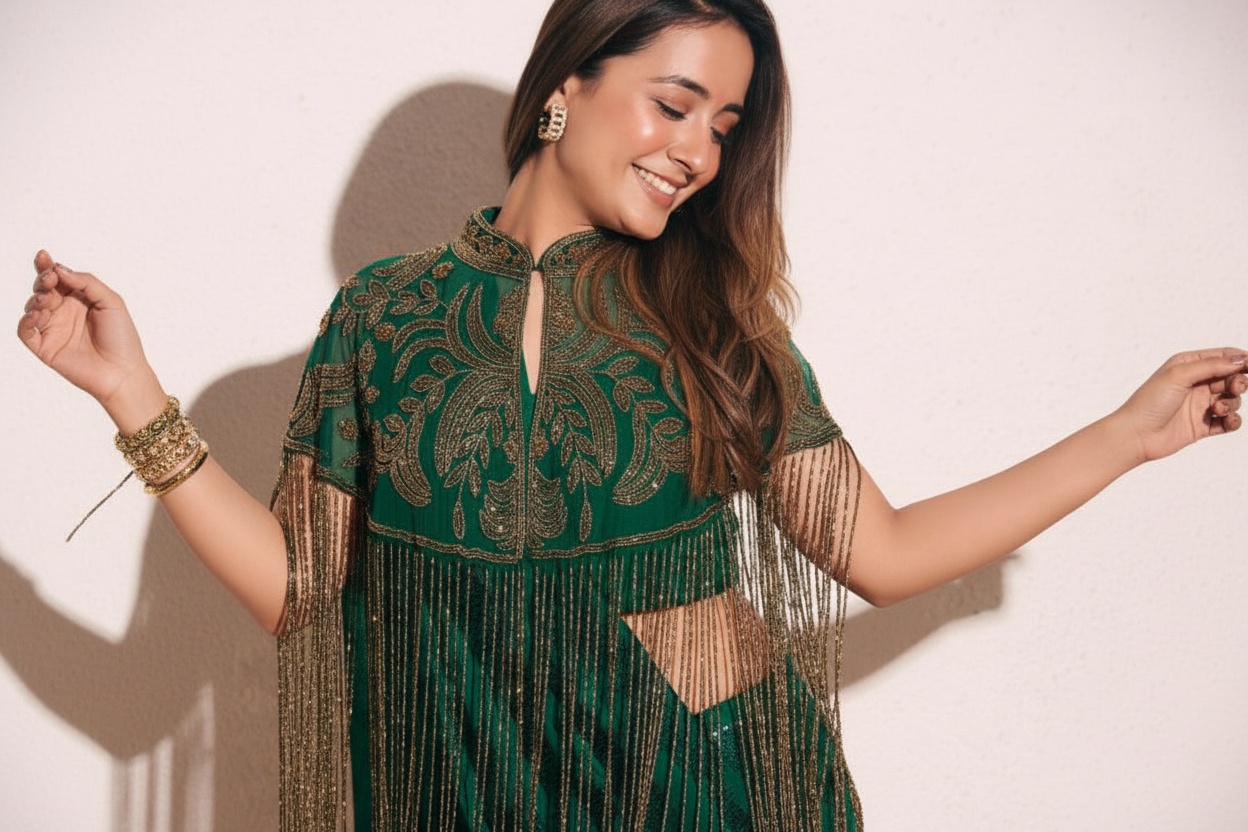 Gleaming Bisou Cape with Tassels