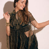 Gleaming Bisou Cape with Tassels - Bansri Mehta Design