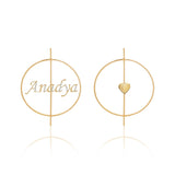 Personalized Name & Heart Hoop Earrings - Bansri Mehta Design
