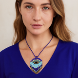 Blue Beaded Aztec Necklace