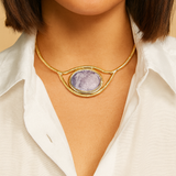 Coiled Eye Amethyst Quartz Necklace in 18K Gold