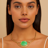 Coiled Eye Emerald Quartz Necklace in 18K Gold