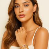 Cuban Link Baguette Stone Adjustable Bracelet Cuff