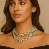 Cuban Link Chunky Baguette Collar Necklace