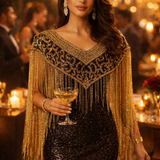 Madeline V Shaped Beaded Tassel Cape