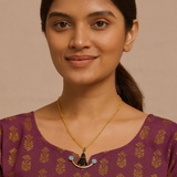 Hand carved Buddha in Onyx & Turquoise Necklace