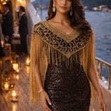 Madeline V Shaped Beaded Tassel Cape