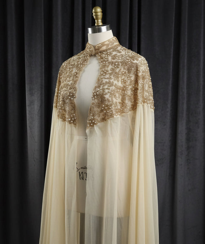Starlight Cascade Beaded Long Cape