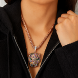 Oversized Multi Colored Panther Head Necklace