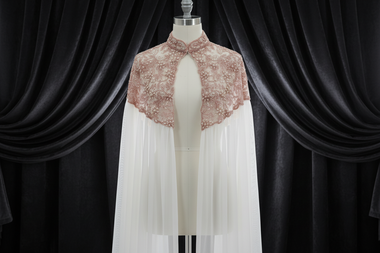 Starlight Cascade Beaded Long Cape