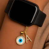 Personalized Initial & Evil Eye Disc Watch Charm