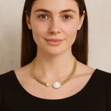 Samantha Coiled Mother of Pearl Choker in 18K Gold