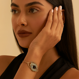 Silver-Gold Eye Shine Beaded Bracelet