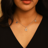 Star Charm Chain Necklace with Swarovski Crystals