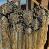 Regina Gold & Black Floral Cape