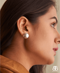 16mm Button Mother of Pearl Stud Earrings - Bansri Mehta Design