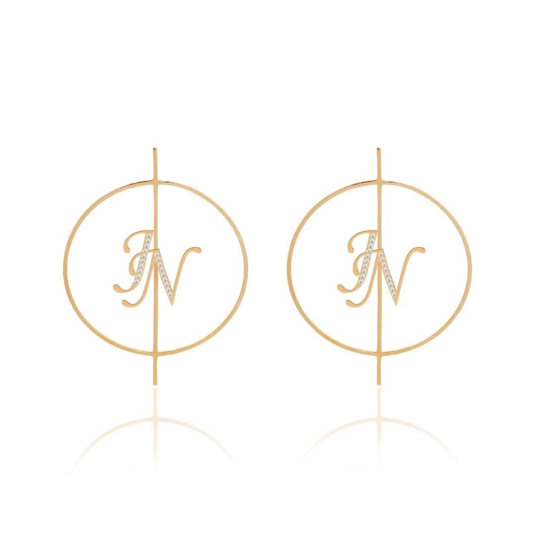 Personalized Initial Hoop Earrings - Bansri Mehta Design