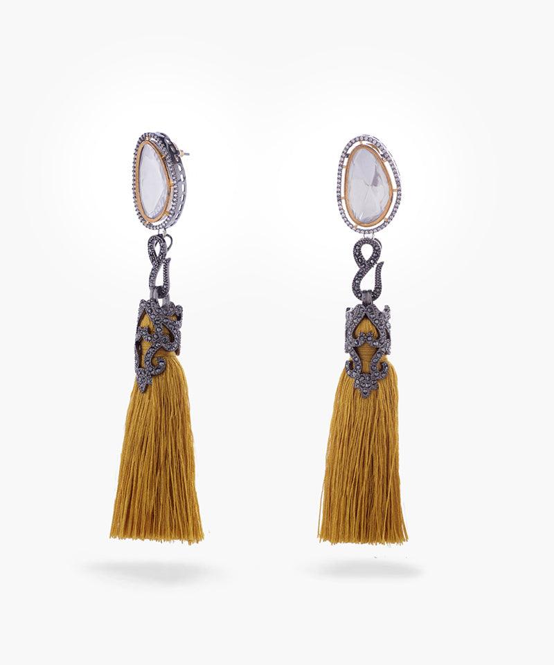 Vintage Vogue Tassel Duster Statement Earrings - Bansri Mehta Design