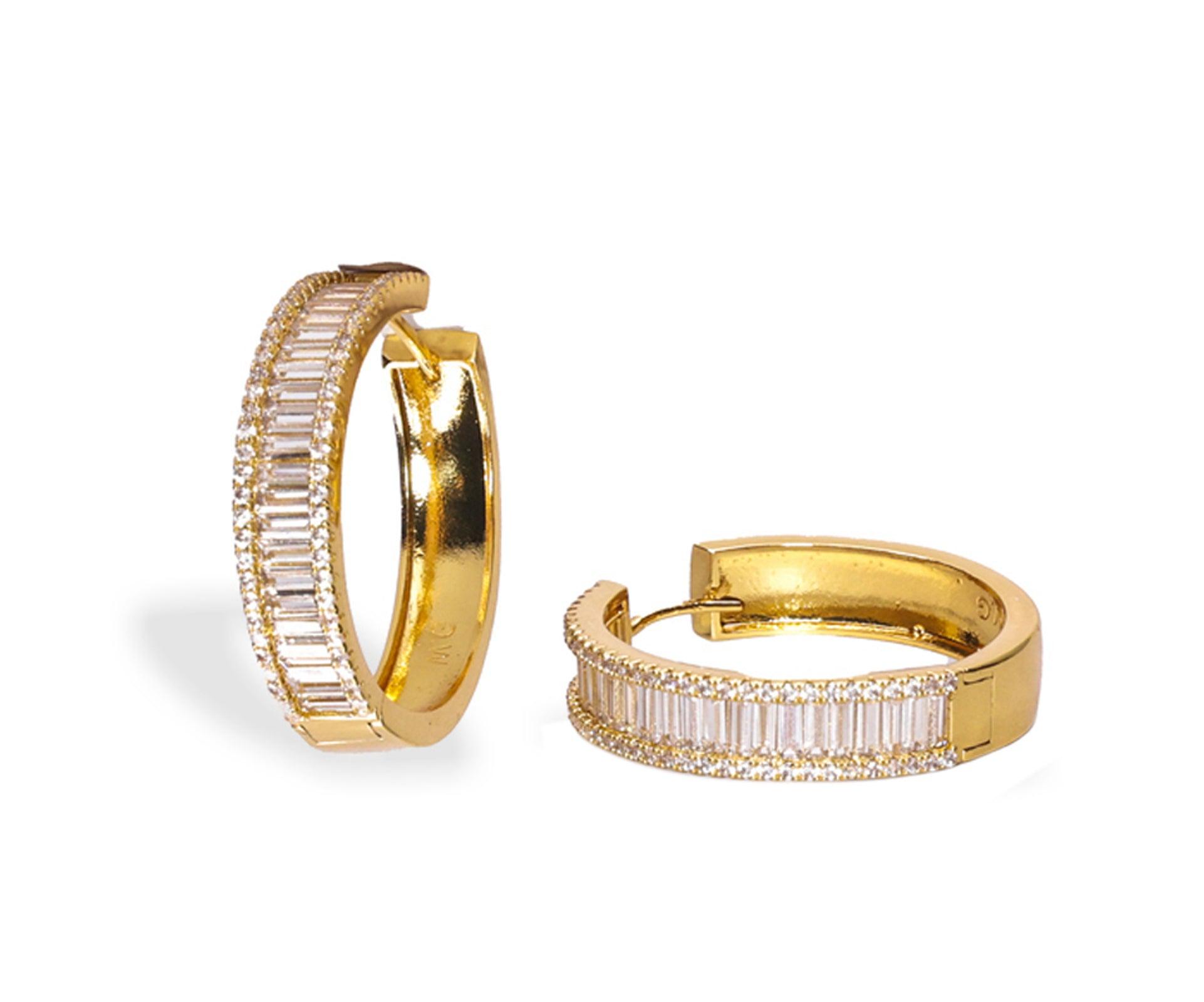 Baguette Medium Hoop Earring - Bansri Mehta Design