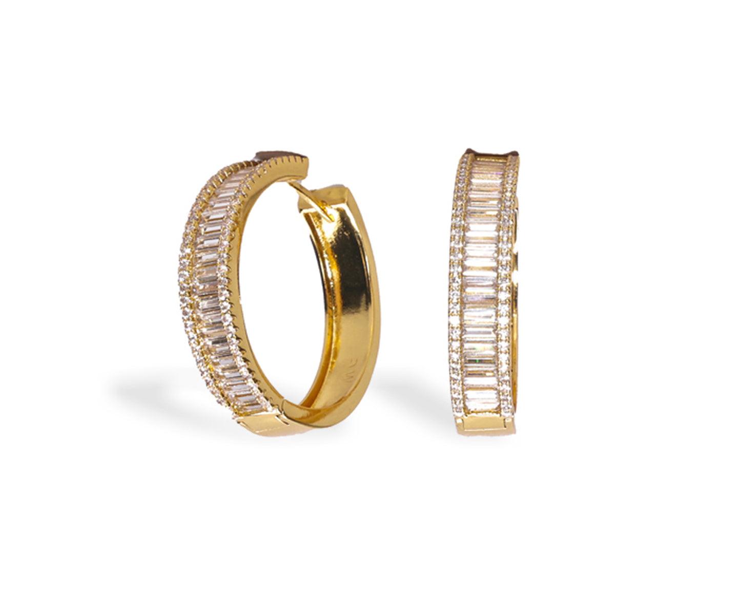 Baguette Medium Hoop Earring - Bansri Mehta Design