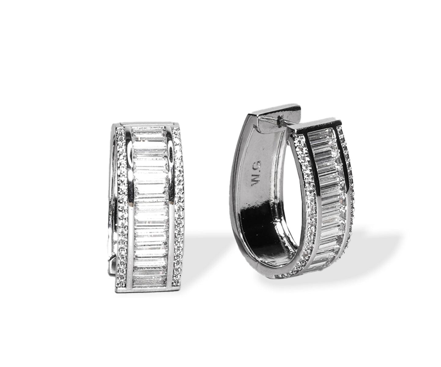 Baguette Oval Hoop Earring - Bansri Mehta Design