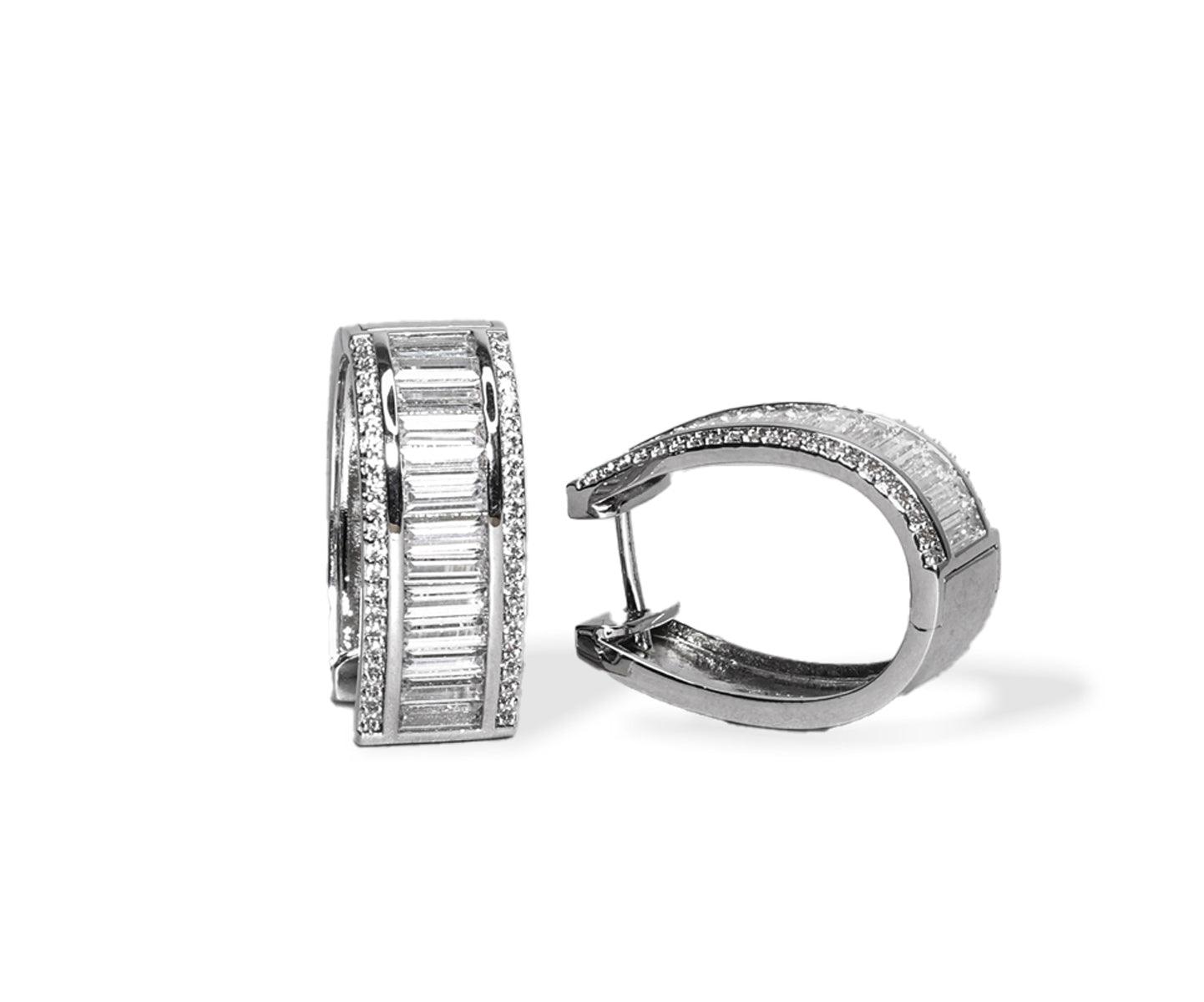 Baguette Oval Hoop Earring - Bansri Mehta Design