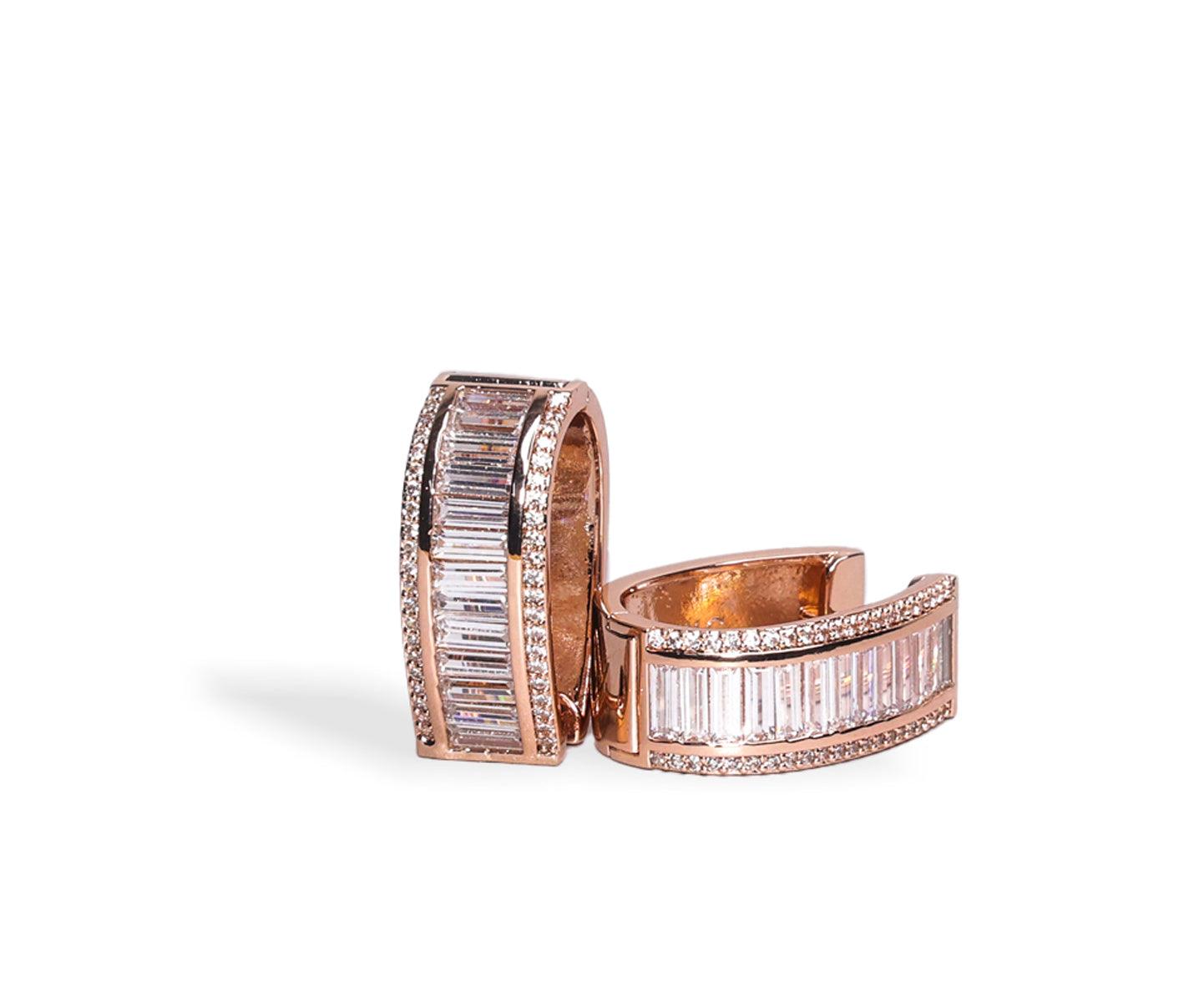 Baguette Oval Hoop Earring - Bansri Mehta Design