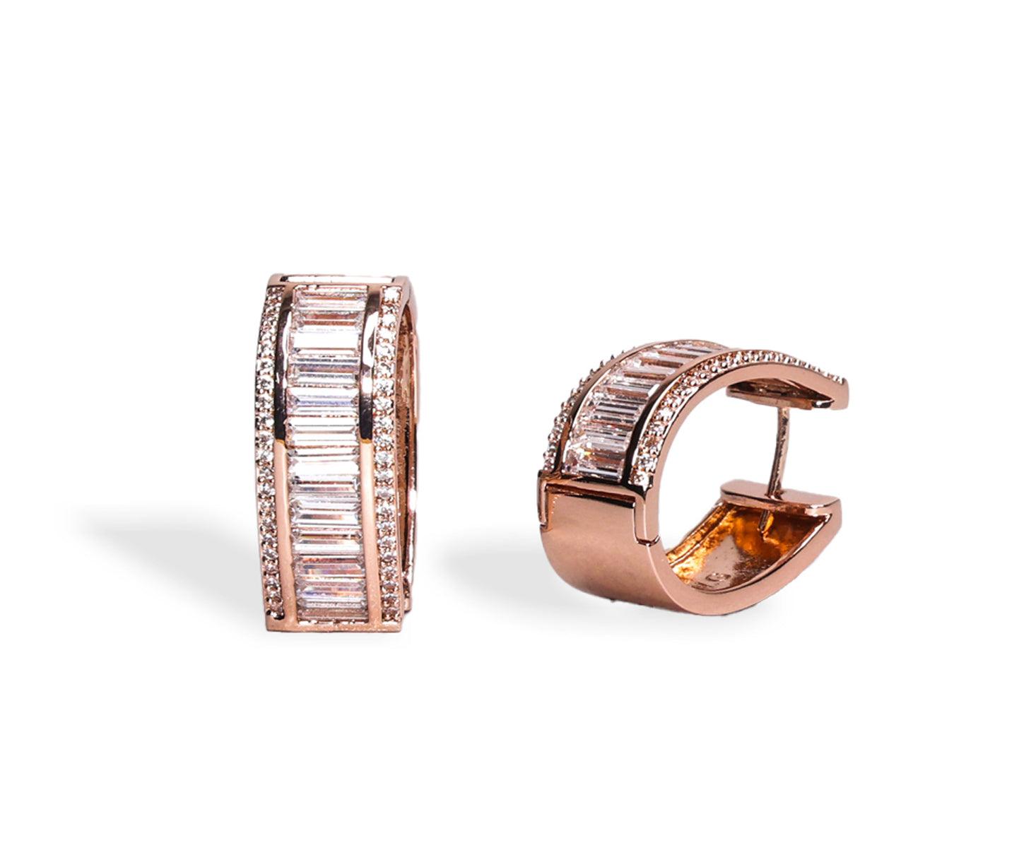 Baguette Oval Hoop Earring - Bansri Mehta Design