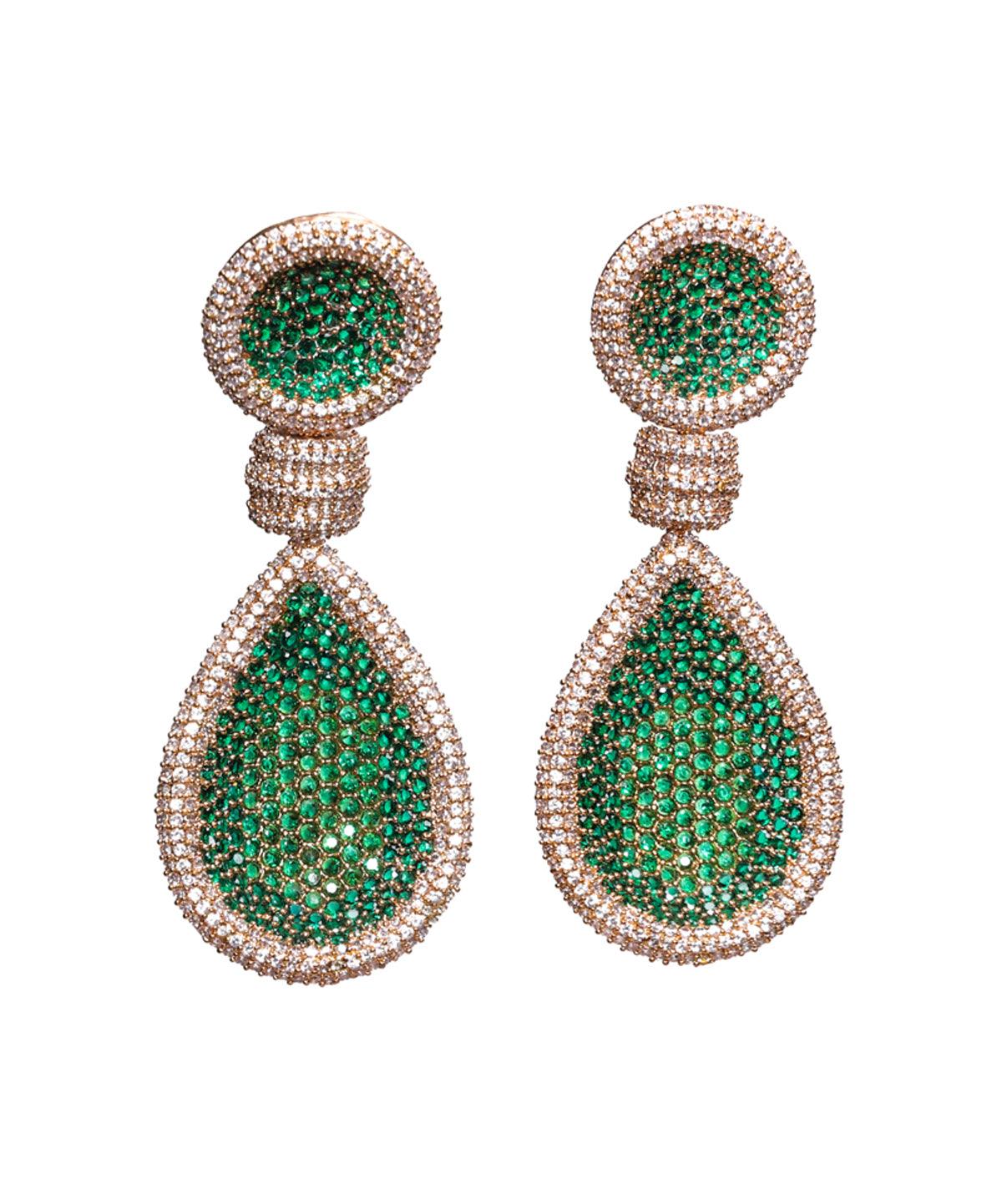 Kelly Crystal Encrusted Tear Drop Earrings - Bansri Mehta Design
