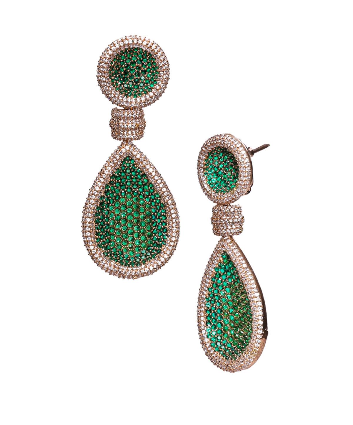 Kelly Crystal Encrusted Tear Drop Earrings - Bansri Mehta Design