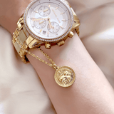 Ele Gold Carved Medallion Watch Charm - Bansri Mehta Design