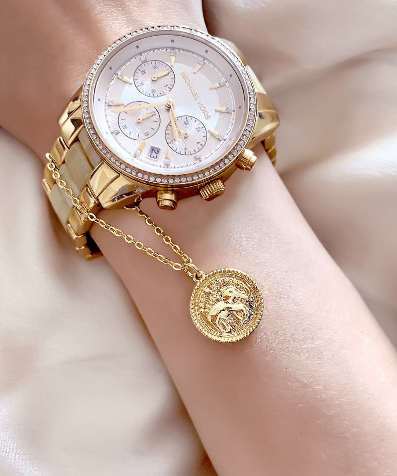 Ele Gold Carved Medallion Watch Charm - Bansri Mehta Design