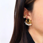 Pearl Drops Evil Eye Stud Earrings - Bansri Mehta Design