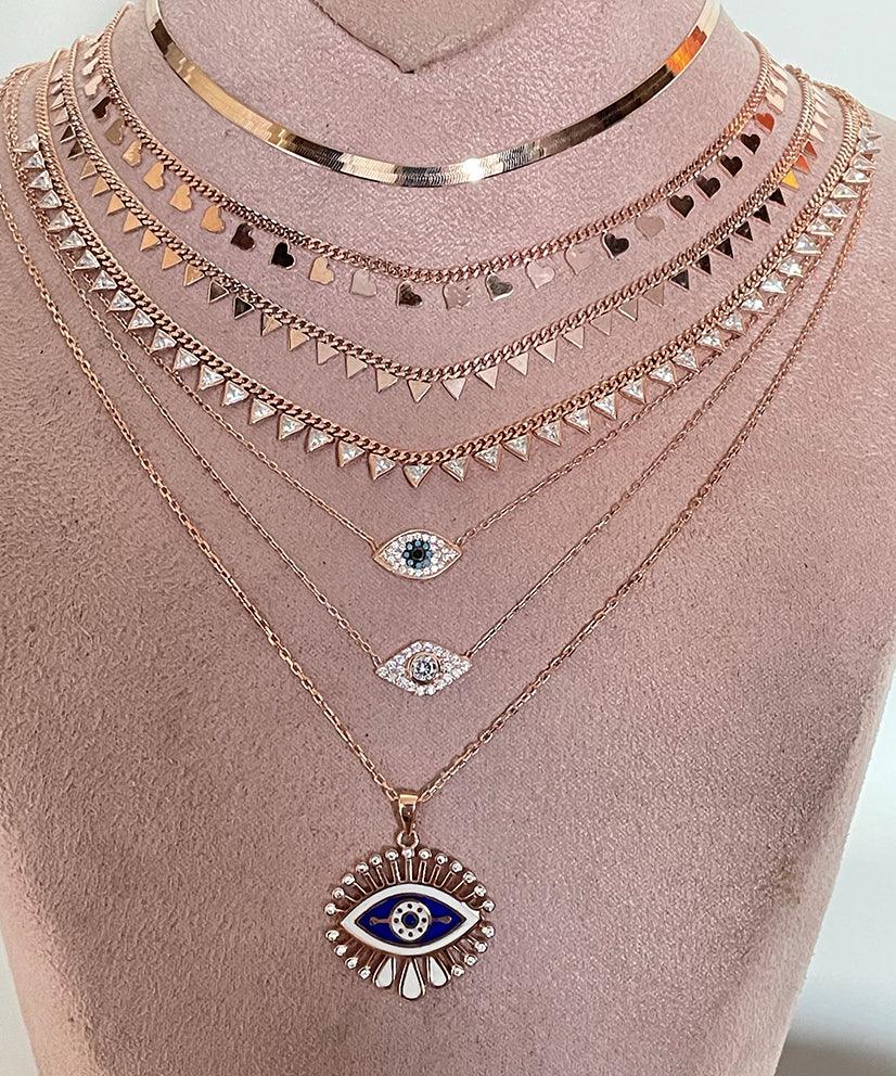 Mini Hearts Collar Chain Necklace - Gold - Bansri Mehta Design