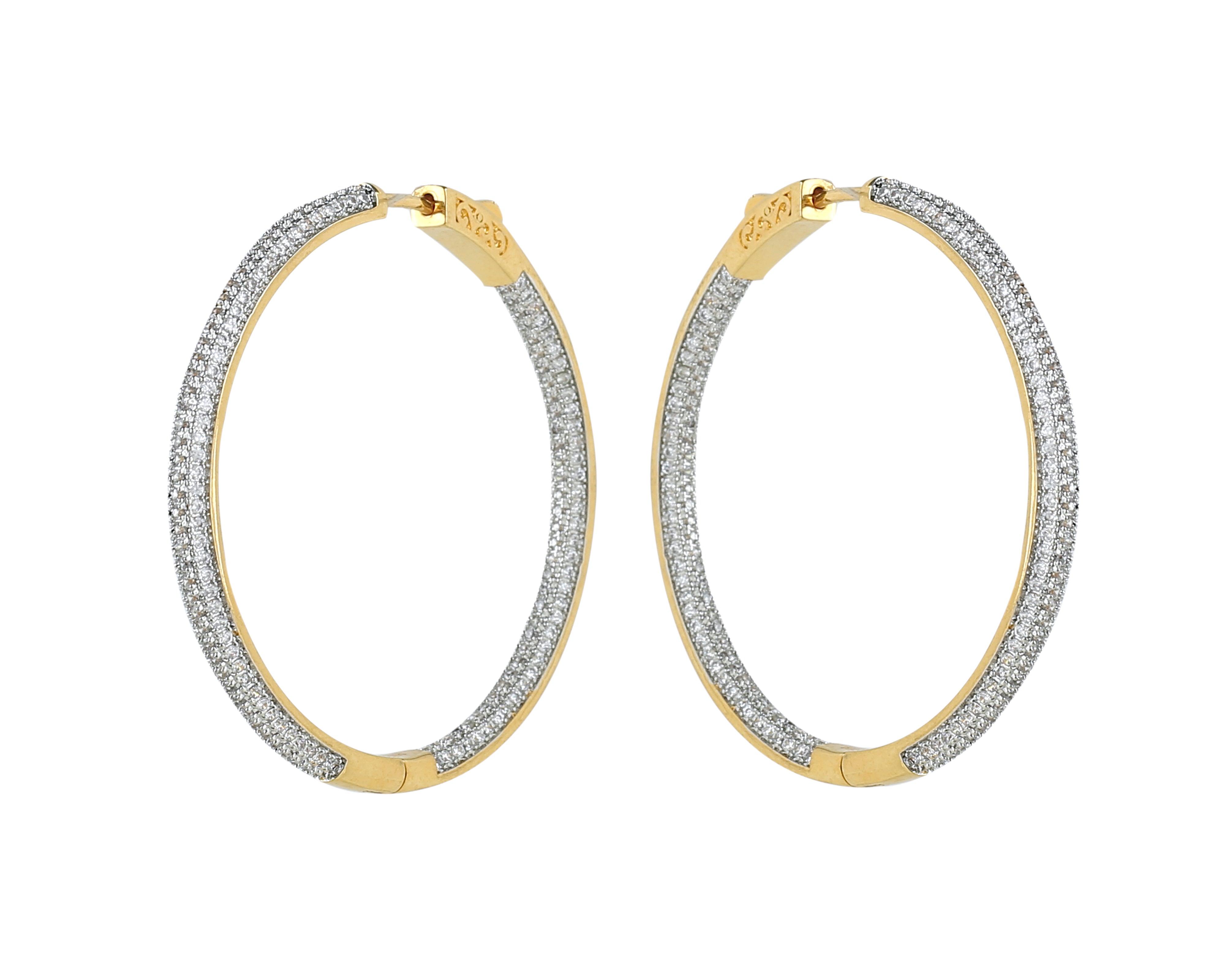 Diamond crystal encrusted Medium Size Hoop Earrings - Bansri Mehta Design
