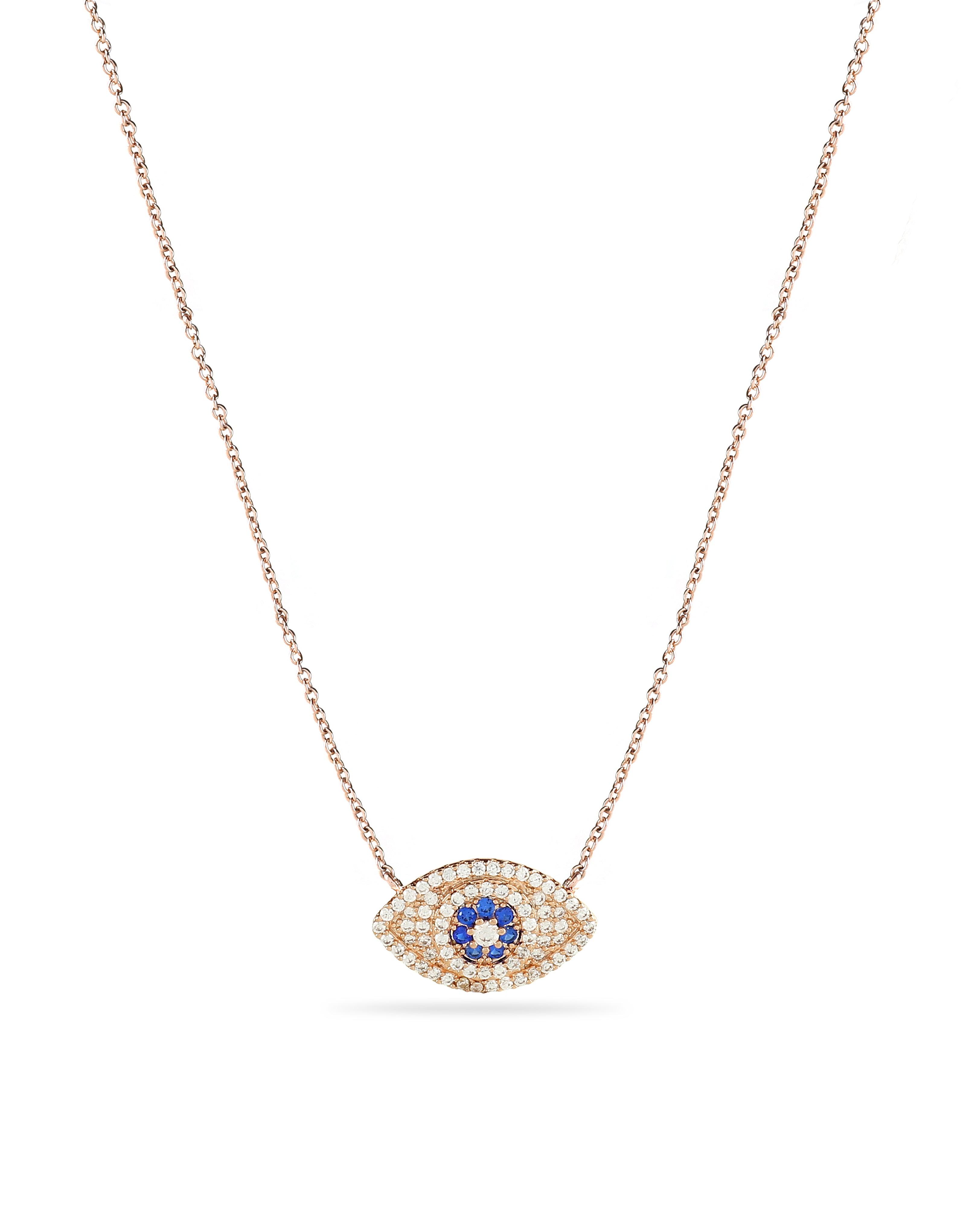 CZ Encrusted Evil Eye Necklace - Bansri Mehta Design
