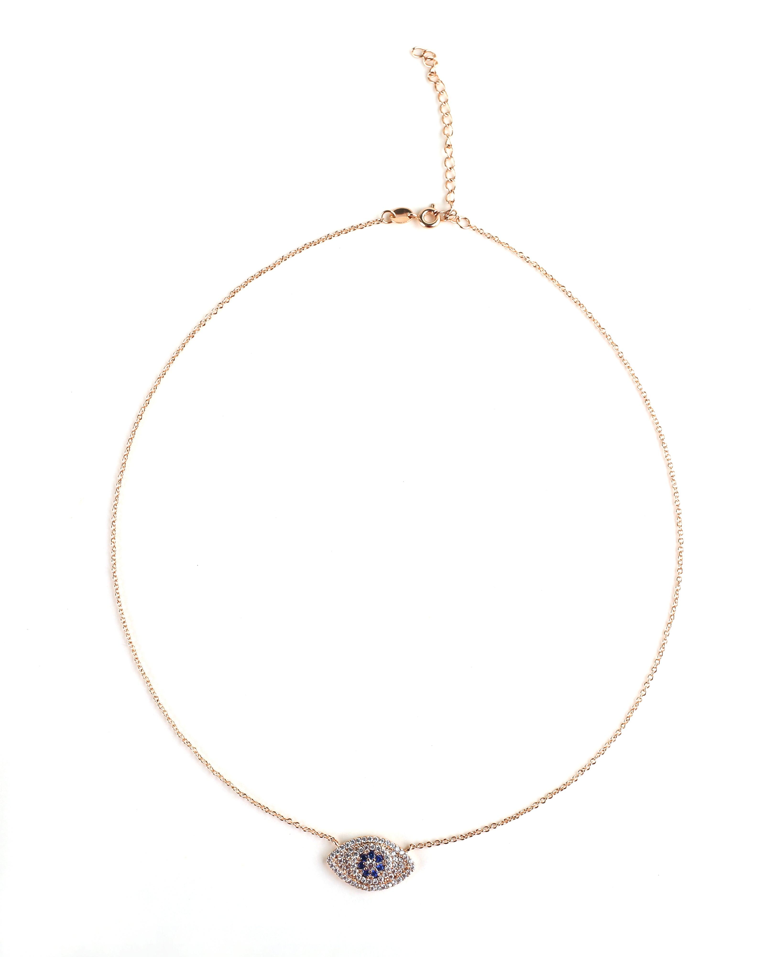 CZ Encrusted Evil Eye Necklace - Bansri Mehta Design
