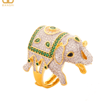 Festive Safari Elephant Statement Cocktail Ring - Bansri Mehta Design