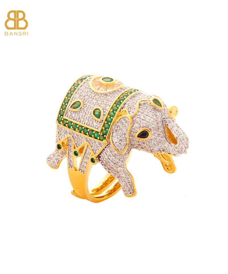 Festive Safari Elephant Statement Cocktail Ring - Bansri Mehta Design