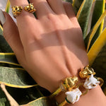Double Headed Enamel Panther Headed Bangle Bracelet - Bansri Mehta Design