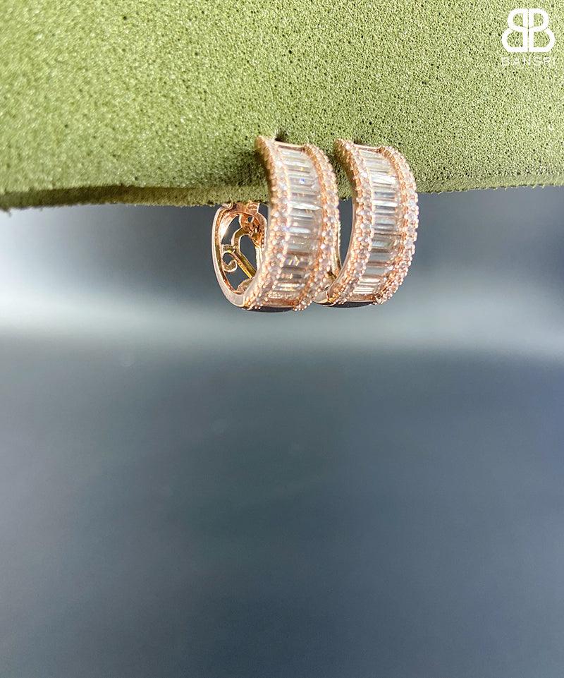 Baguette Mini Hoop Earrings - Bansri Mehta Design