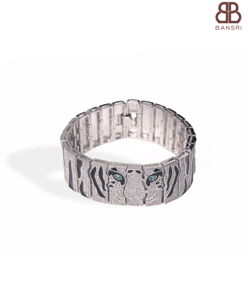 Link Panther Face Diamonte Choker Necklace - Bansri Mehta Design