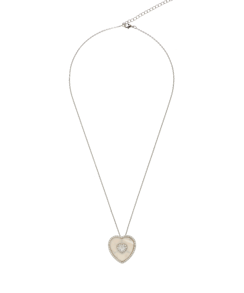 Mother of Pearl Heart Solitaire Necklace & Earring Set - Bansri Mehta Design