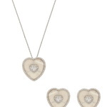 Mother of Pearl Heart Solitaire Necklace & Earring Set - Bansri Mehta Design