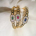Cuban Link Baguette Stone Adjustable Bracelet Cuff - Bansri Mehta Design